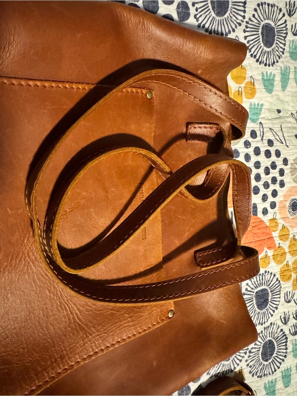 Portland Leather Brown Crossbody Tote - Picture 9 of 13
